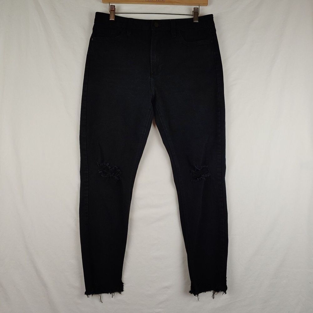 Just Black Denim Jeans Womens 31 (32x26.5) Black Distressed Skinny Stretch USA